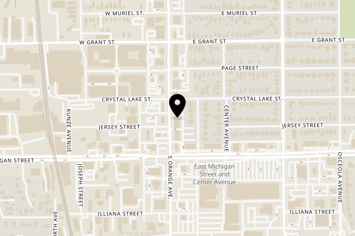 Map showing the location of Numero Uno Restaurant on 2499 S Orange Ave in Orlando